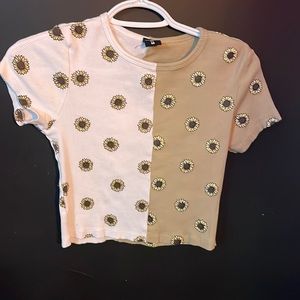 Half and half sunflower crop top
